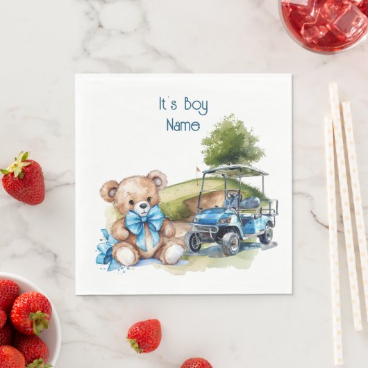 Golf Teddy Bear Het is Jongen voor Baby shower Nap Servet (Insitu)