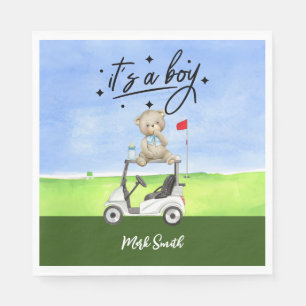 Golf Teddy Bear Het is Jongen voor Baby shower Servet