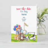 Golf Teddy Bear Het is Jongen voor Golfer Baby Kaart (Staand voorkant)
