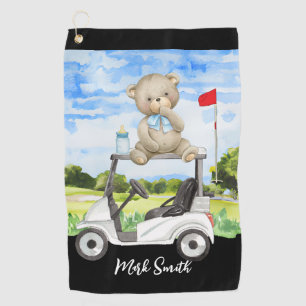 Golf Teddy Bear op Golf Cart voor Baby Golfer Golfhanddoek