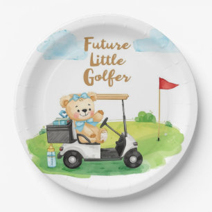 Golf Teddybeer Het is een Jongen Baby Shower Serve Papieren Bordje