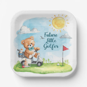 Golf Teddybeer Het is een Jongen Baby Shower Serve Papieren Bordje