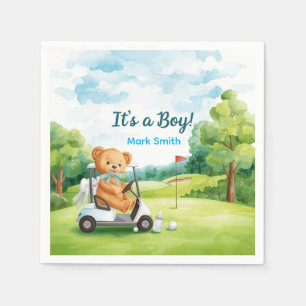 Golf Teddybeer Het is een Jongen Baby Shower Serve Servet