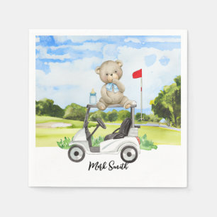 Golf Teddybeer in Golfkar voor Kleine Golfer  Servet