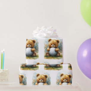 Golf Teddybeer met golfbal  Cadeaupapier