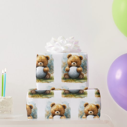 Golf Teddybeer met golfbal  Cadeaupapier (Feestgeschenken)