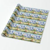 Golf teddybeer met golfkar op green cadeaupapier (Uitgerold)