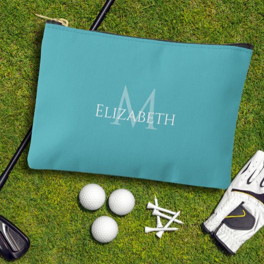 Golf Tee Golfer Teal Monogram Modern Accessory Etui