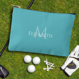 Golf Tee Golfer Turkoois Monogram Modern Accessoir Etui