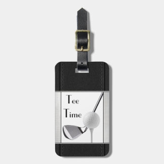 Golf Tee Tijd Zwarte Leren Afbeelding Voor Mannen Bagagelabel