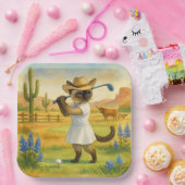 Golf Texas Birthday Themed for Cat Lovers Papieren Bordje (Feest)