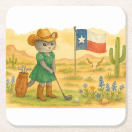 Golf Texas  Thema voor Kattenliefhebbers  Kartonnen Onderzetters