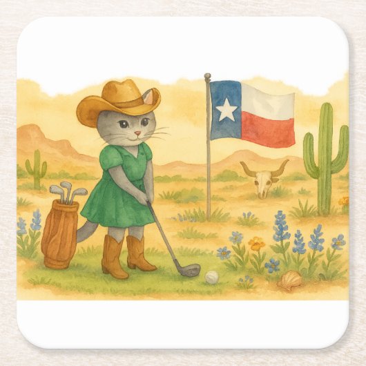 Golf Texas  Themed for Cat Lovers  Kartonnen Onderzetters (Voorkant)
