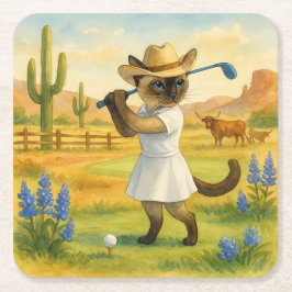 Golf Texas Verjaardag Thema voor Kattenliefhebbers Kartonnen Onderzetters