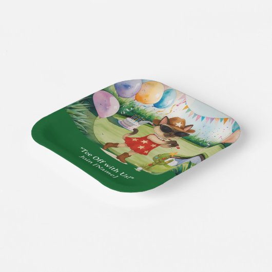 GOLF TEXAS Verjaardagsfeest voor kattenliefhebbers Papieren Bordje (Gebogen)