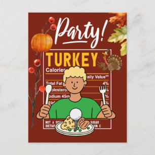 Golf Thanksgiving golfer eet bal kalkoen grappig Briefkaart