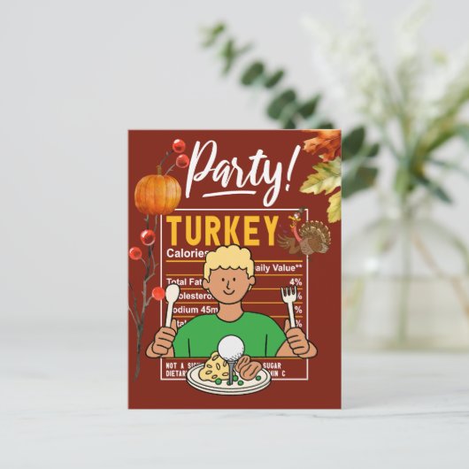 Golf Thanksgiving golfer eet bal kalkoen grappig Briefkaart (Staand voorkant)