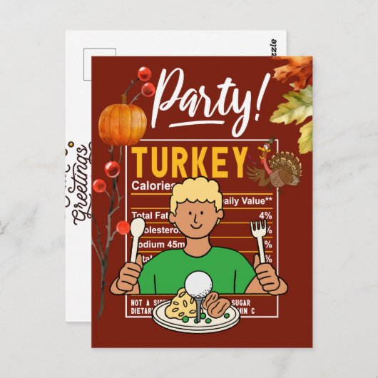 Golf Thanksgiving golfer eet bal kalkoen grappig Briefkaart (Voorkant / Achterkant)