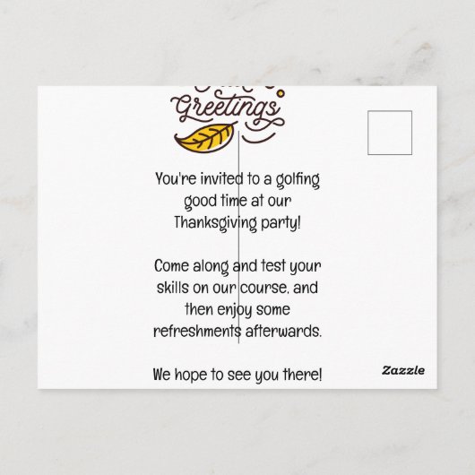 Golf Thanksgiving golfer eet bal kalkoen grappig Briefkaart (Achterkant)