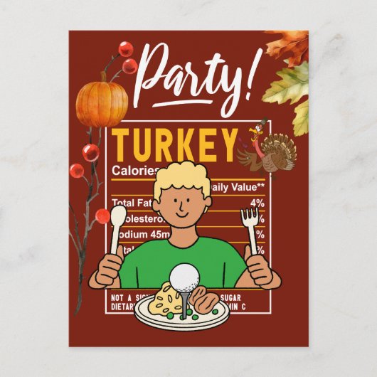 Golf Thanksgiving golfer eet bal kalkoen grappig Briefkaart (Voorkant)