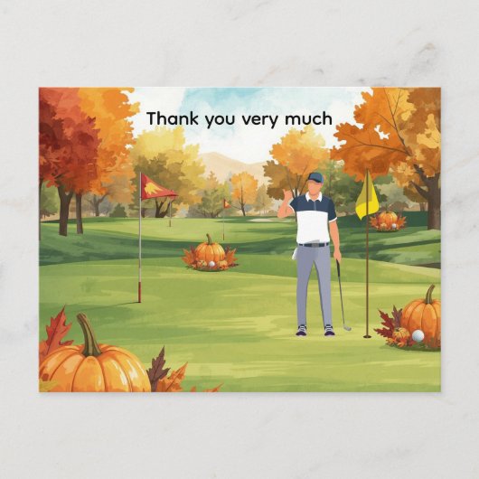 Golf Thanksgiving Herfstgroet bedankkaart Briefkaart (Voorkant)