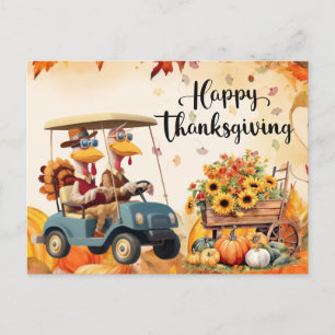Golf Thanksgiving Herfstgroet voor Golfer Briefkaart