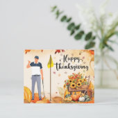 Golf Thanksgiving Herfstgroet voor Golfer Briefkaart (Staand voorkant)