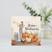 Golf Thanksgiving Herfstgroet voor Golfer Feestdagenkaart (Staand voorkant)