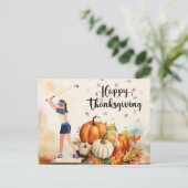Golf Thanksgiving Herfstgroet voor Golfer Feestdagenkaart (Staand voorkant)