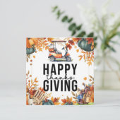 Golf Thanksgiving met golfkar Herfstthema Feestdagenkaart (Staand voorkant)