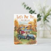 Golf Thanksgiving Party Herfstgolfbaan Briefkaart (Staand voorkant)