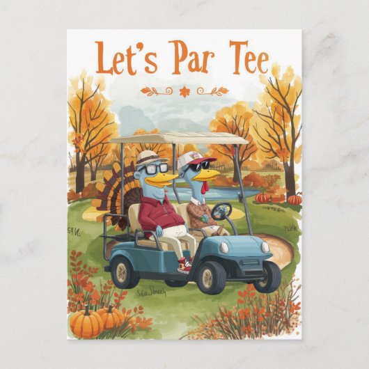 Golf Thanksgiving Party Herfstgolfbaan Briefkaart (Voorkant)