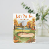 Golf Thanksgiving Party Herfstgolfbaan Briefkaart (Staand voorkant)