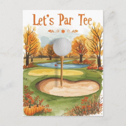 Golf Thanksgiving Party Herfstgolfbaan Briefkaart (Voorkant)