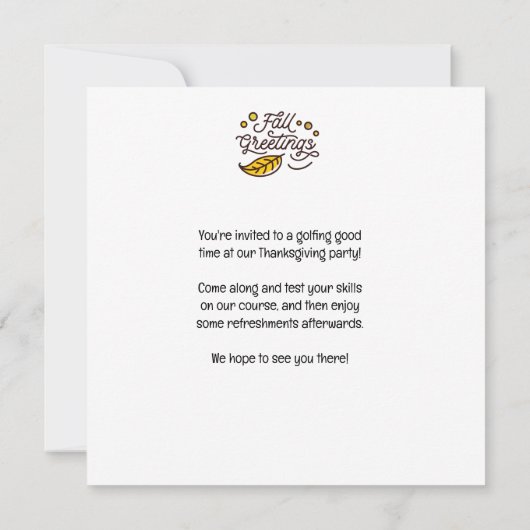 Golf Thanksgiving Party Herfstgolfbaan Save The Date (Achterkant)