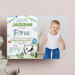 Golf Thema 4e Verjaardagsfeest Uitnodiging