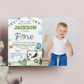 Golf Thema 4e Verjaardagsfeest Uitnodiging