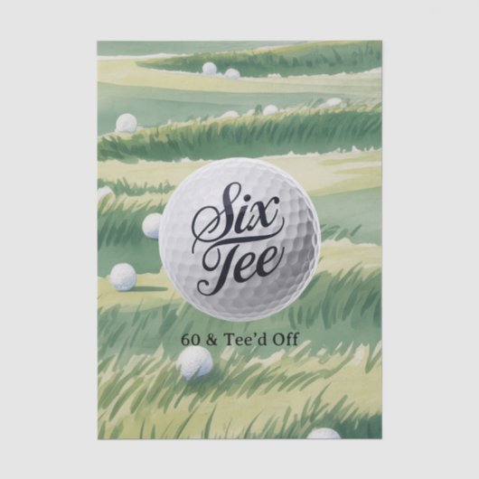 Golf Thema 60 & Tee'd Off Verjaardagsfeest Tissuepapier (Voorkant)