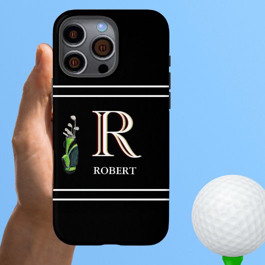 Golf Thema Aangepaste Monogram Naam Clubs Case-Mate iPhone Case