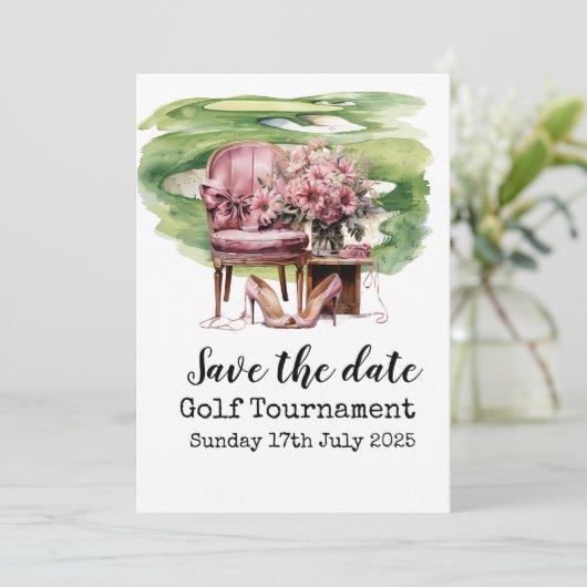 Golf-thema bruidsdouche uitnodiging - Fore (Staand voorkant)