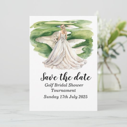 Golf-thema bruidsdouche uitnodiging - Fore (Staand voorkant)