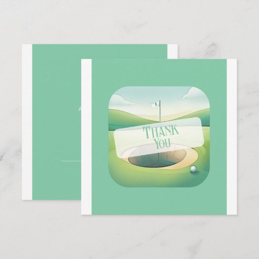 Golf Thema Dank je wel kaart | Platte optie (Voorkant / Achterkant)