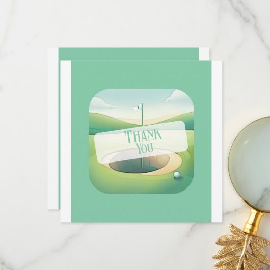 Golf Thema Dank je wel kaart | Platte optie (Voorkant / Achterkant in situ)