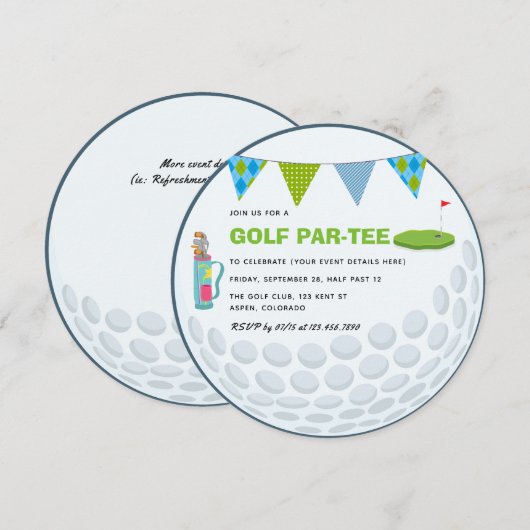 Golf Thema Feest Uitnodiging (Voorkant / Achterkant)