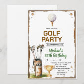 Golf thema feest uitnodiging (Voorkant / Achterkant)