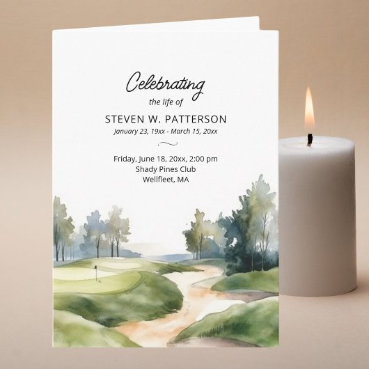 Golf thema, foto, viering van het leven begrafenis programma