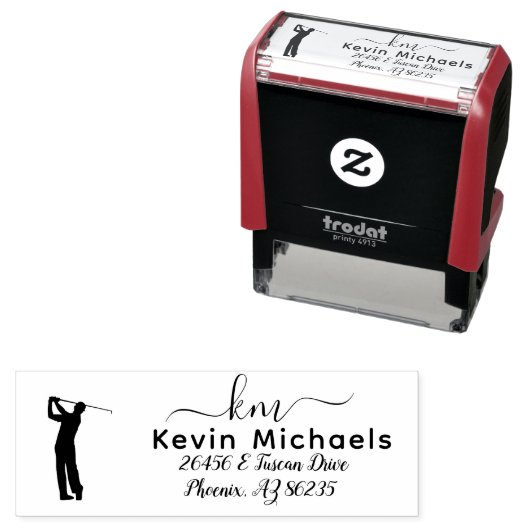 GOLF thema gepersonaliseerd monogram Zelfinktende Stempel (In situ)