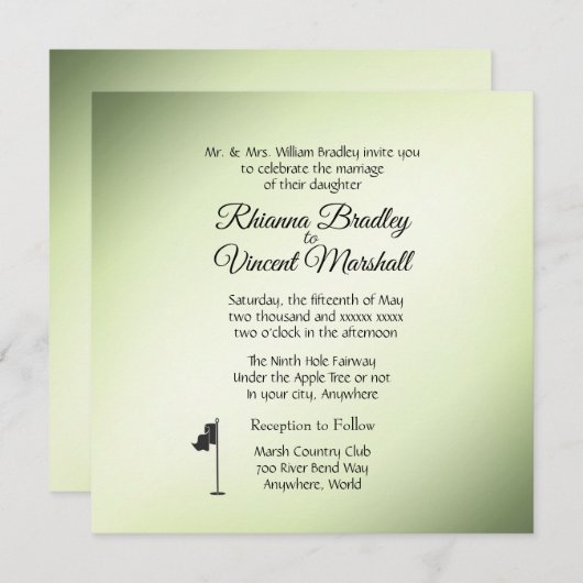 Golf thema Groene bruiloft uitnodigingen (Voorkant / Achterkant)