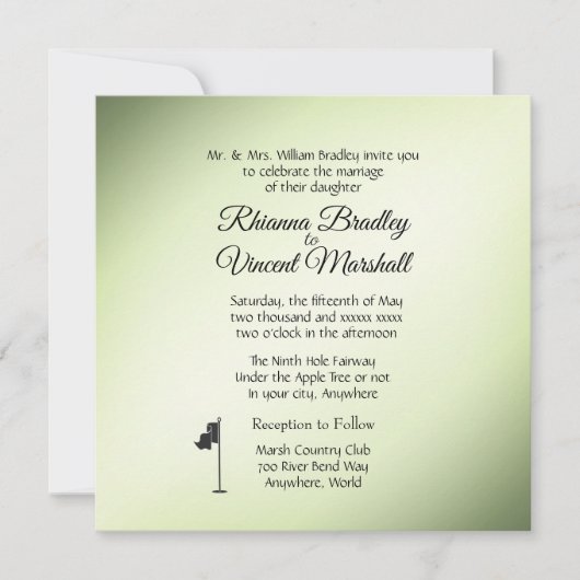 Golf thema Groene bruiloft uitnodigingen (Voorkant)