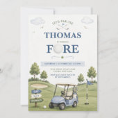 Golf Thema Jongen 4e Verjaardag Kaart (Voorkant)